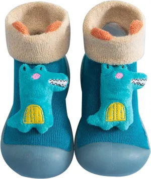 04T Toddler Kids Boys Girls Solid Warm Knit Soft Sole Rubber Shoes Dragon Claws Socks Slipper