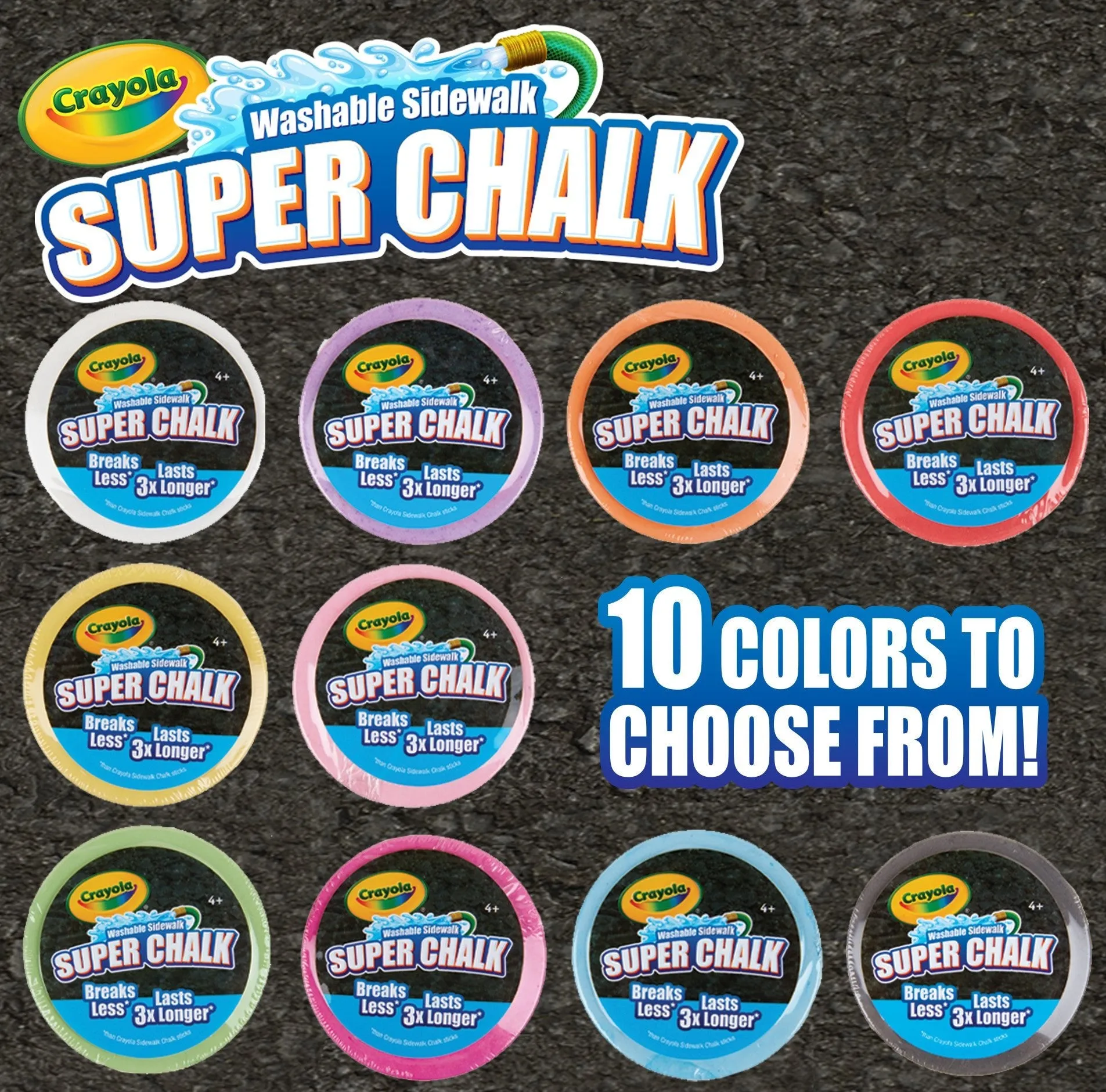 1 Ct.  Crayola Super Chalk, 3xLonger Lasting, Ships Better with Fewer Breaks,  Washable Sidewalk Chalk.