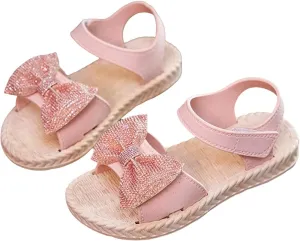 2025 Toddler Kids Infant Girls Soild Bowknot Princress Shoes Soft Sole Non Slip First Walkers Prewalker Beach Shoes