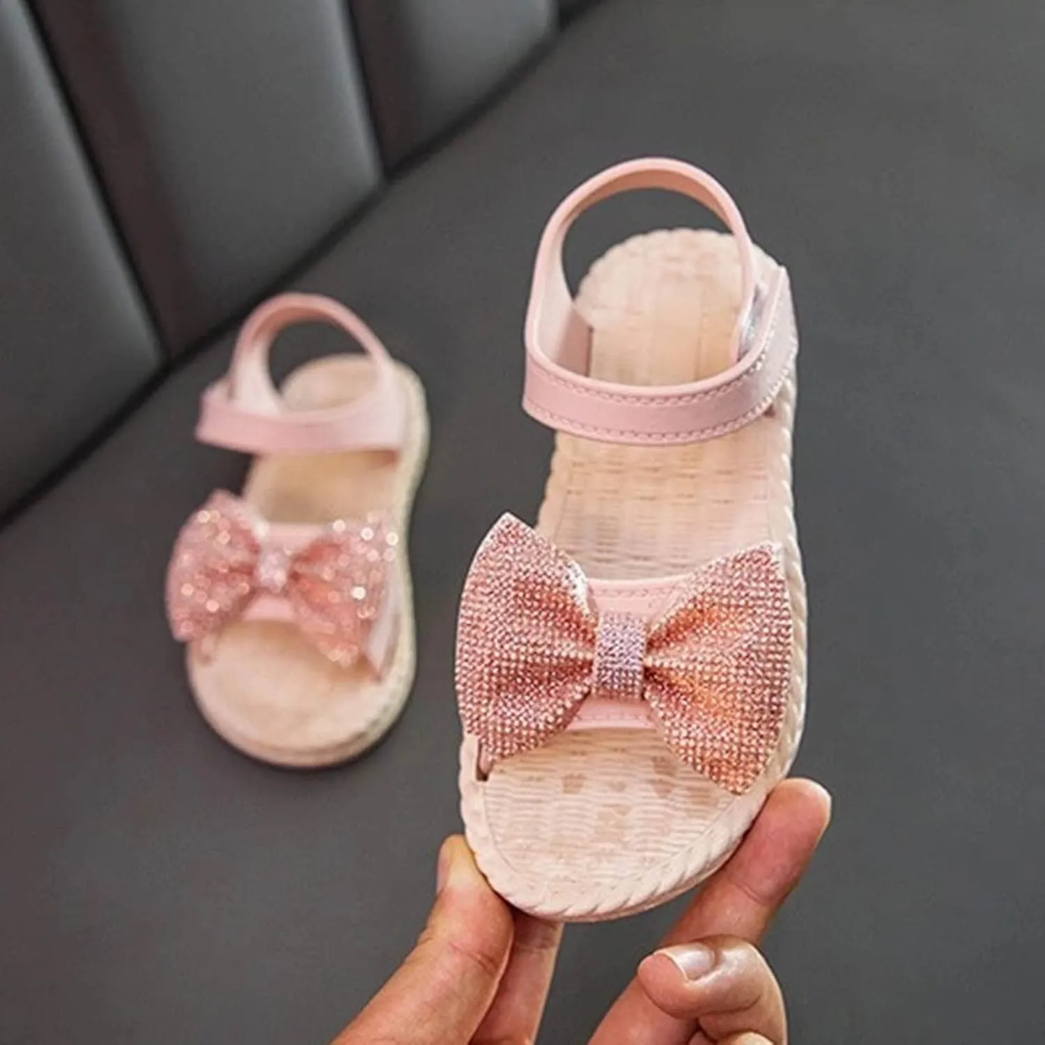 2025 Toddler Kids Infant Girls Soild Bowknot Princress Shoes Soft Sole Non Slip First Walkers Prewalker Beach Shoes