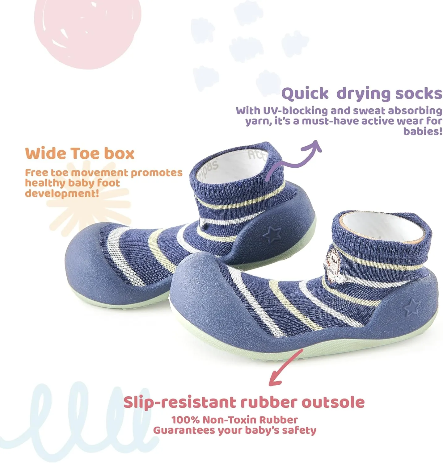3.5 Baby Sock Shoes for Baby Boy & Girl, Soft, Non-Slip Toddler Sock Shoes, Breathable Infant Walking Shoes, First Steps Baby Shoes, Fun Animal-Themed Designs, Easy to Put On