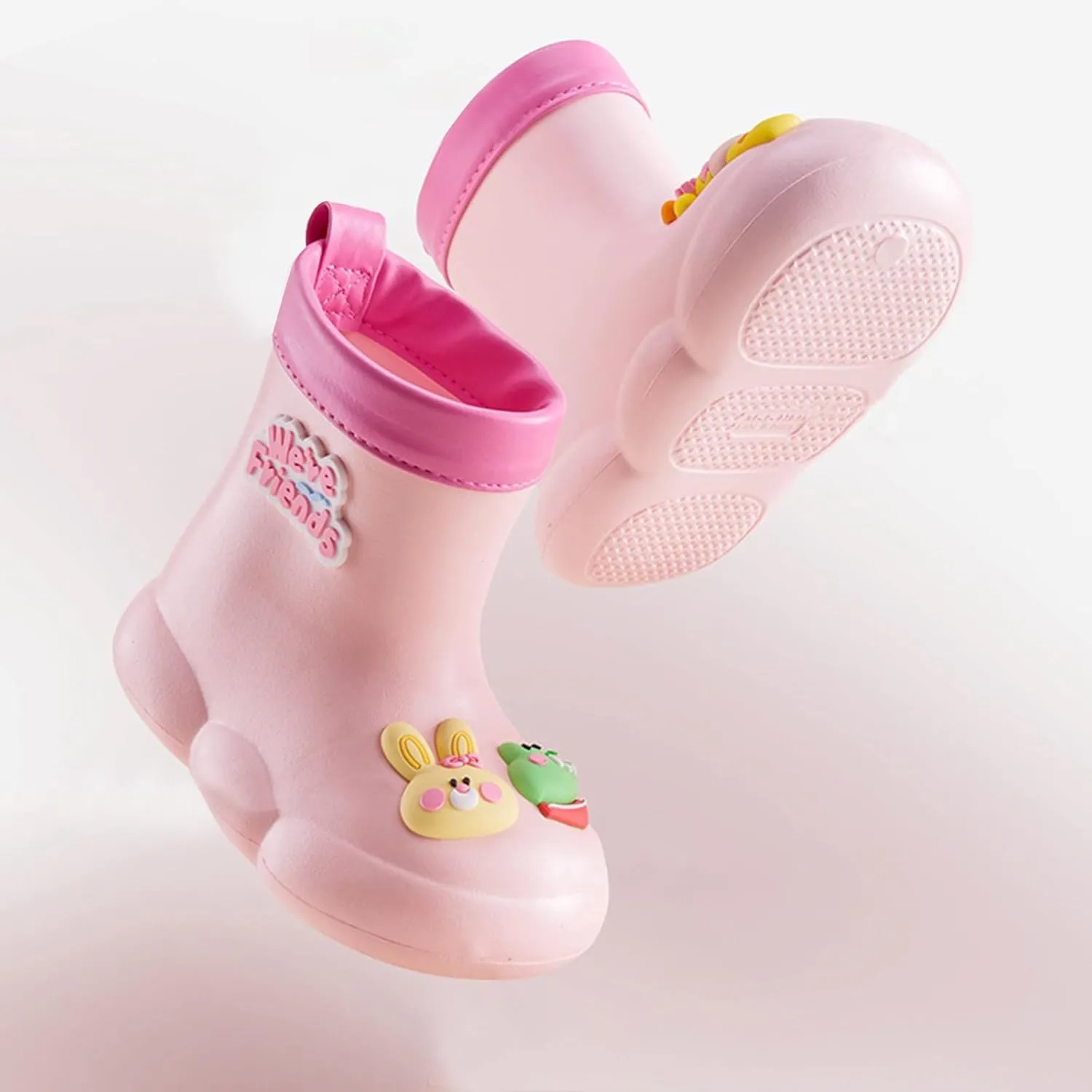 artoon Bear Rain Boots For Toddler Baby Boys Girls Outdoor aterproof Shoes Soft Sole Non Slip Fashion Comfy Booties