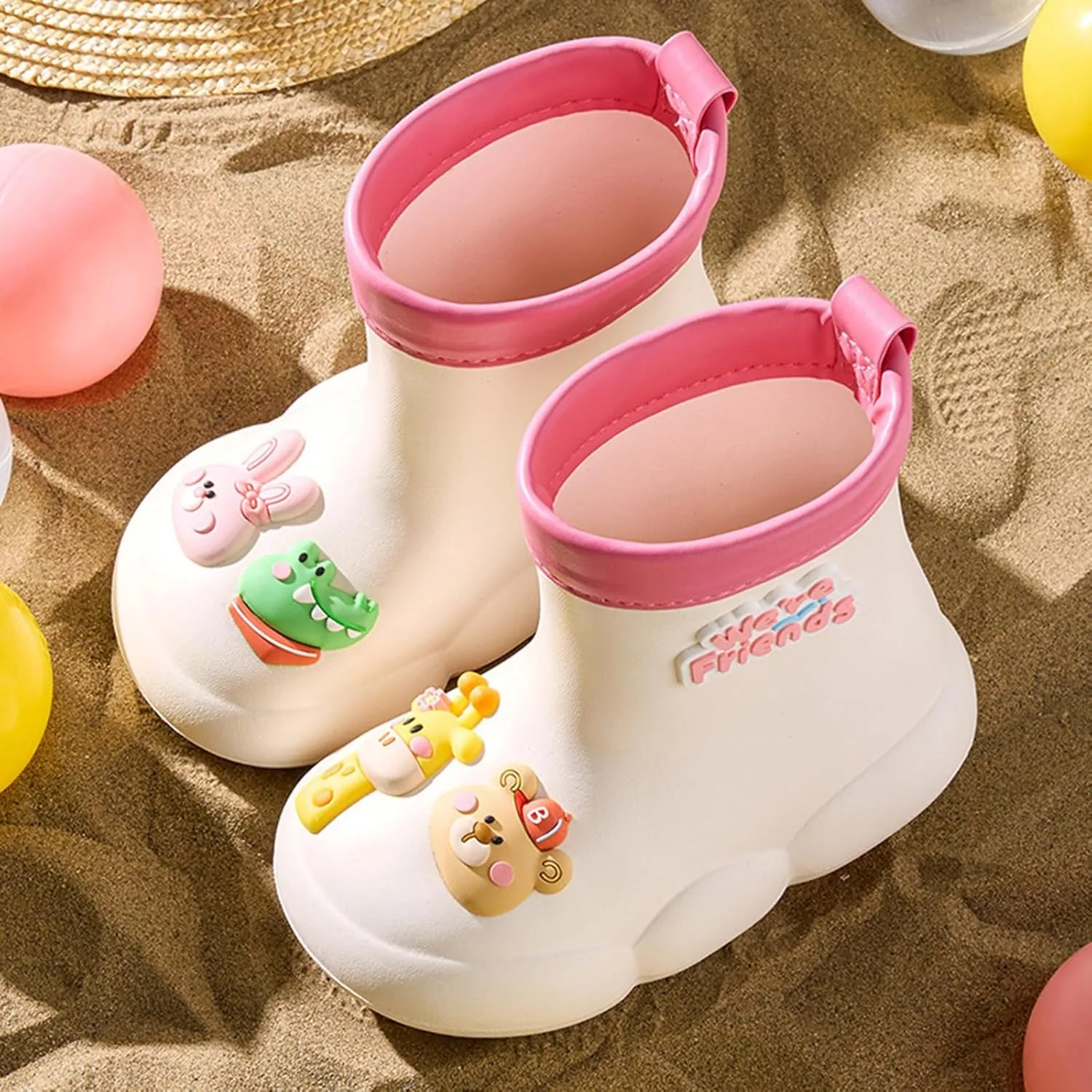 artoon Bear Rain Boots For Toddler Baby Boys Girls Outdoor aterproof Shoes Soft Sole Non Slip Fashion Comfy Booties