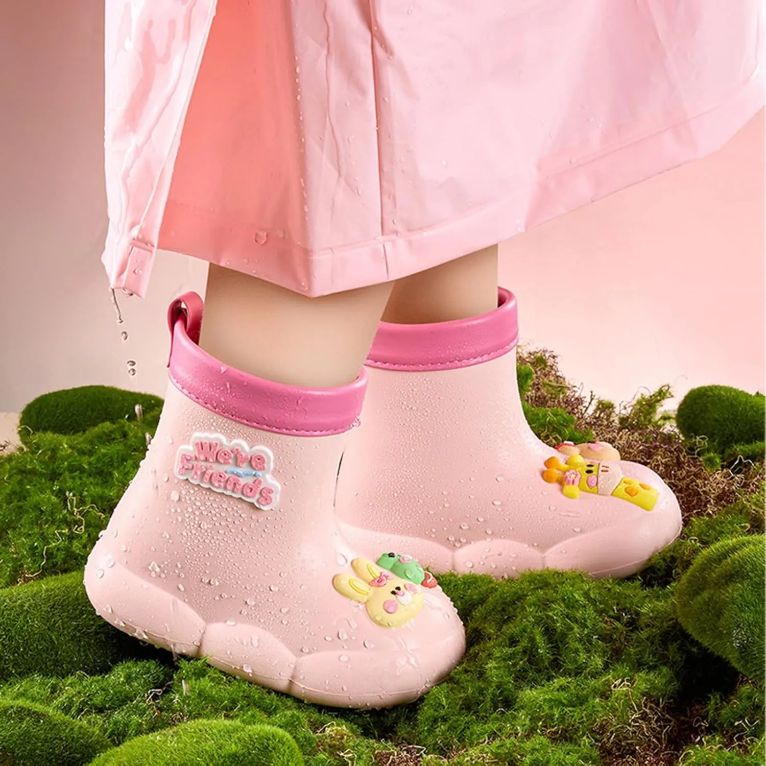artoon Bear Rain Boots For Toddler Baby Boys Girls Outdoor aterproof Shoes Soft Sole Non Slip Fashion Comfy Booties