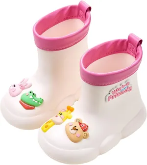 artoon Bear Rain Boots For Toddler Baby Boys Girls Outdoor aterproof Shoes Soft Sole Non Slip Fashion Comfy Booties