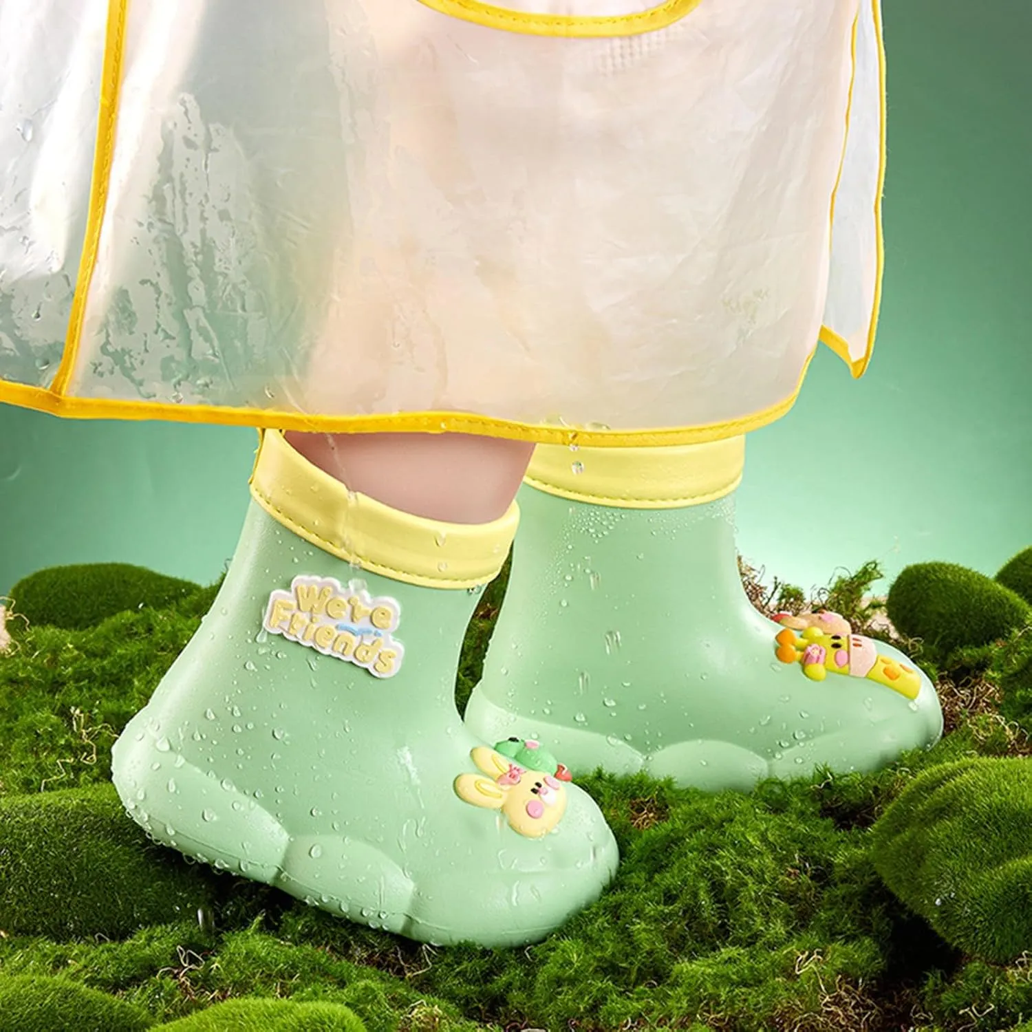 artoon Bear Rain Boots For Toddler Baby Boys Girls Outdoor aterproof Shoes Soft Sole Non Slip Fashion Comfy Booties