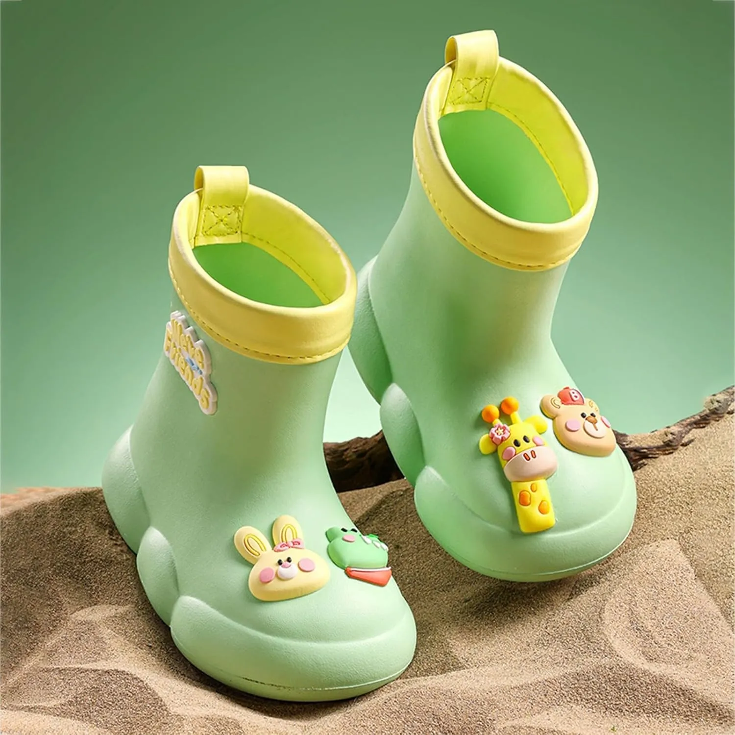 artoon Bear Rain Boots For Toddler Baby Boys Girls Outdoor aterproof Shoes Soft Sole Non Slip Fashion Comfy Booties