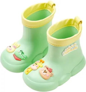 artoon Bear Rain Boots For Toddler Baby Boys Girls Outdoor aterproof Shoes Soft Sole Non Slip Fashion Comfy Booties