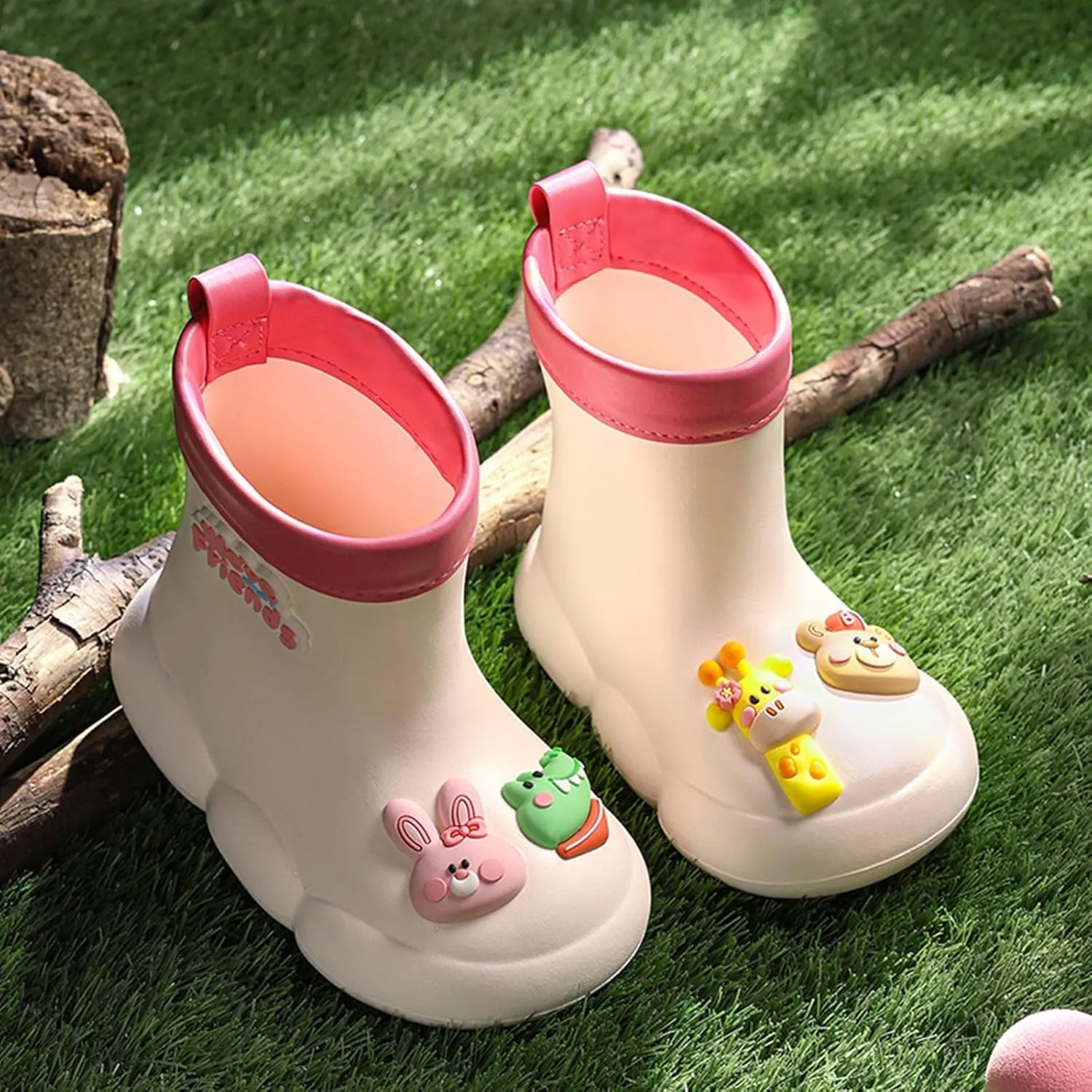 artoon Bear Rain Boots For Toddler Baby Boys Girls Outdoor aterproof Shoes Soft Sole Non Slip Fashion Comfy Booties