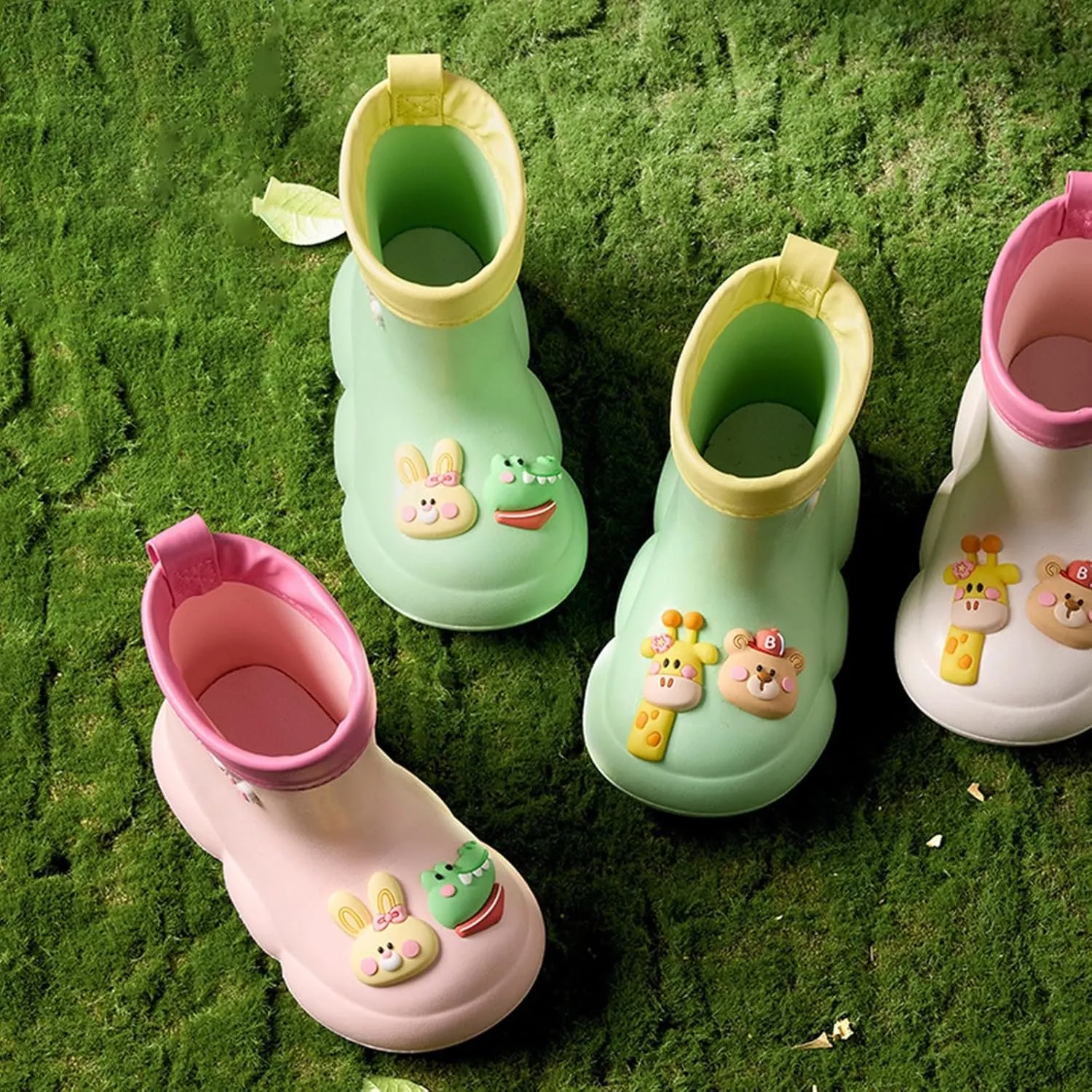 artoon Bear Rain Boots For Toddler Baby Boys Girls Outdoor aterproof Shoes Soft Sole Non Slip Fashion Comfy Booties