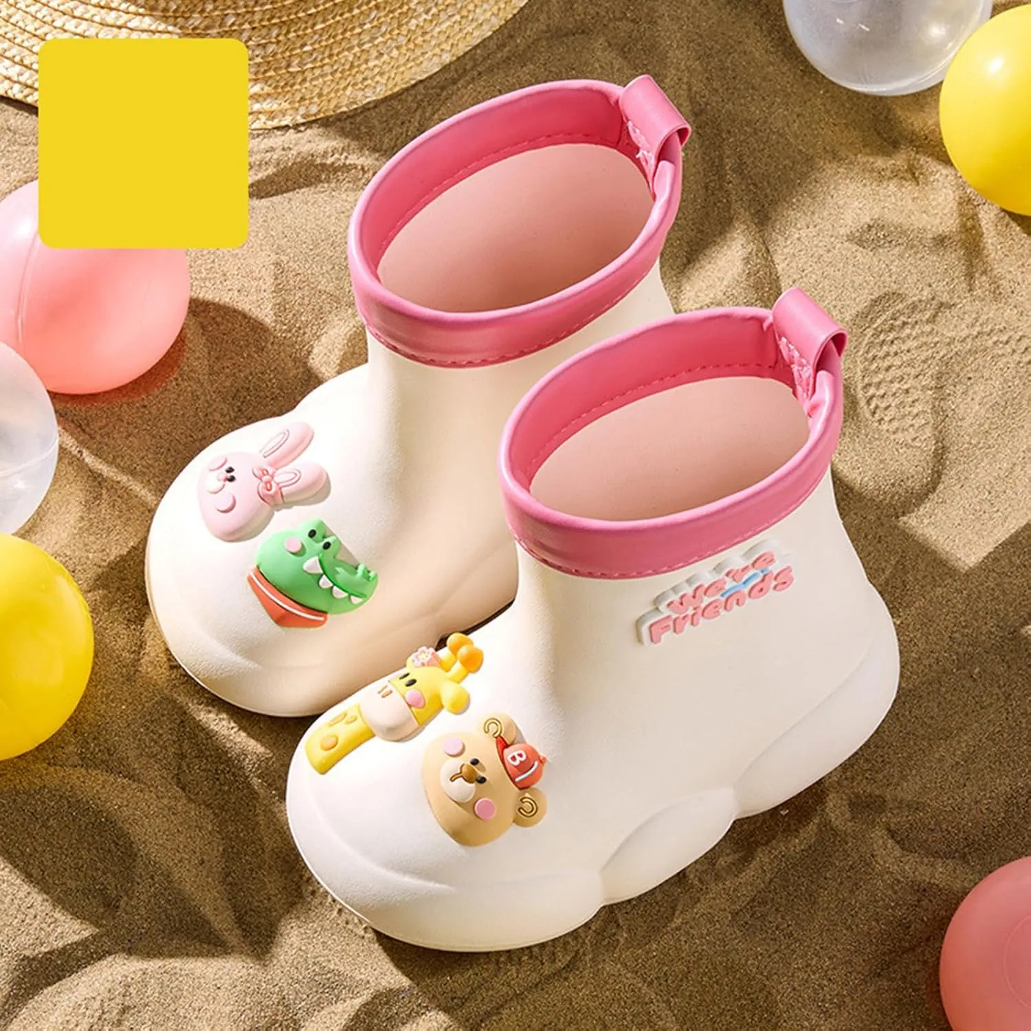 artoon Bear Rain Boots For Toddler Baby Boys Girls Outdoor aterproof Shoes Soft Sole Non Slip Fashion Comfy Booties