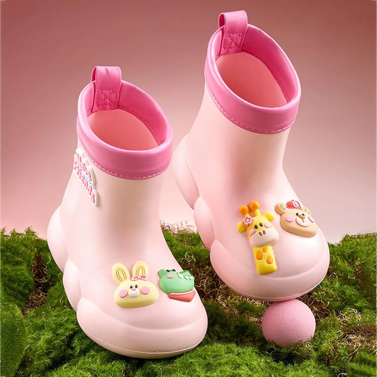 artoon Bear Rain Boots For Toddler Baby Boys Girls Outdoor aterproof Shoes Soft Sole Non Slip Fashion Comfy Booties