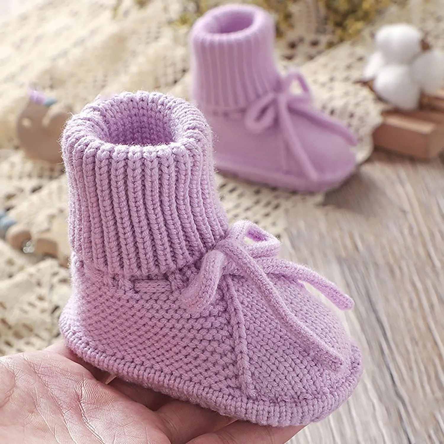 Baby Booties Newborn Sock Shoes Hand Knitting Crochet Infant Boy Girl Cozy Shoes Indoor Breathable Walking Shoes