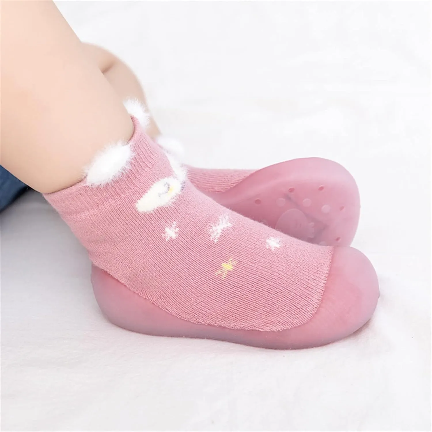 Baby Boy Girls Toddlers Walking Sock Animal Non-Slip Indoor Slipper Winter Warm Shoes Socks Soft Sole Toddle Sneaker (Pink, 2-2.5 Years Toddler)