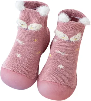 Baby Boy Girls Toddlers Walking Sock Animal Non-Slip Indoor Slipper Winter Warm Shoes Socks Soft Sole Toddle Sneaker (Pink, 2-2.5 Years Toddler)