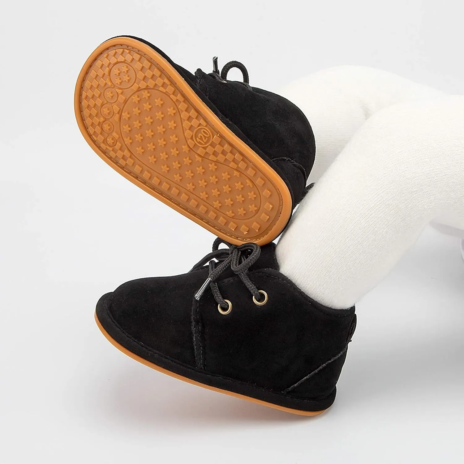 Baby Boys Girls Booties Fleece Anti-Slip Soft Sole Boots Toddler First Walker Warm Shoes
