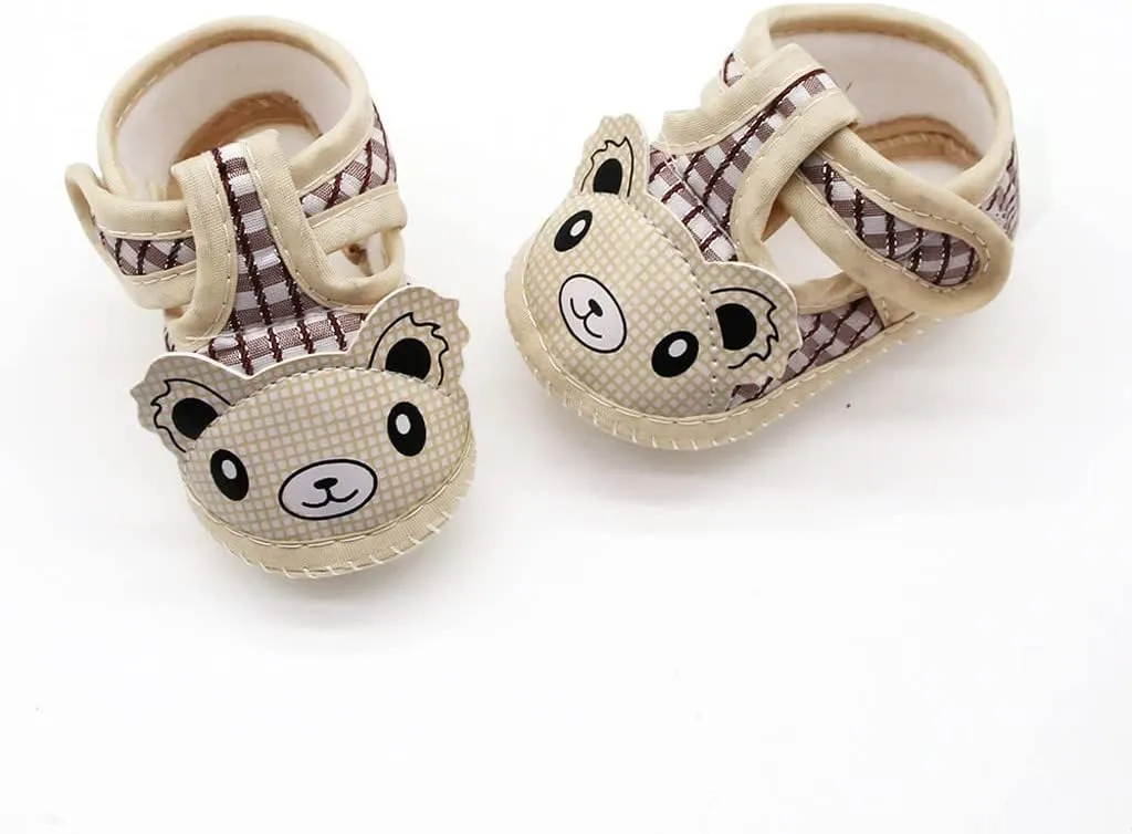 Baby Boys Girls Cartoon Bear Walking Sandals Buckle Anti-Slip Soft Sole Breathable Prewalker Flat Crib Shoes