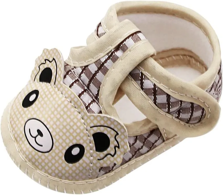 Baby Boys Girls Cartoon Bear Walking Sandals Buckle Anti-Slip Soft Sole Breathable Prewalker Flat Crib Shoes