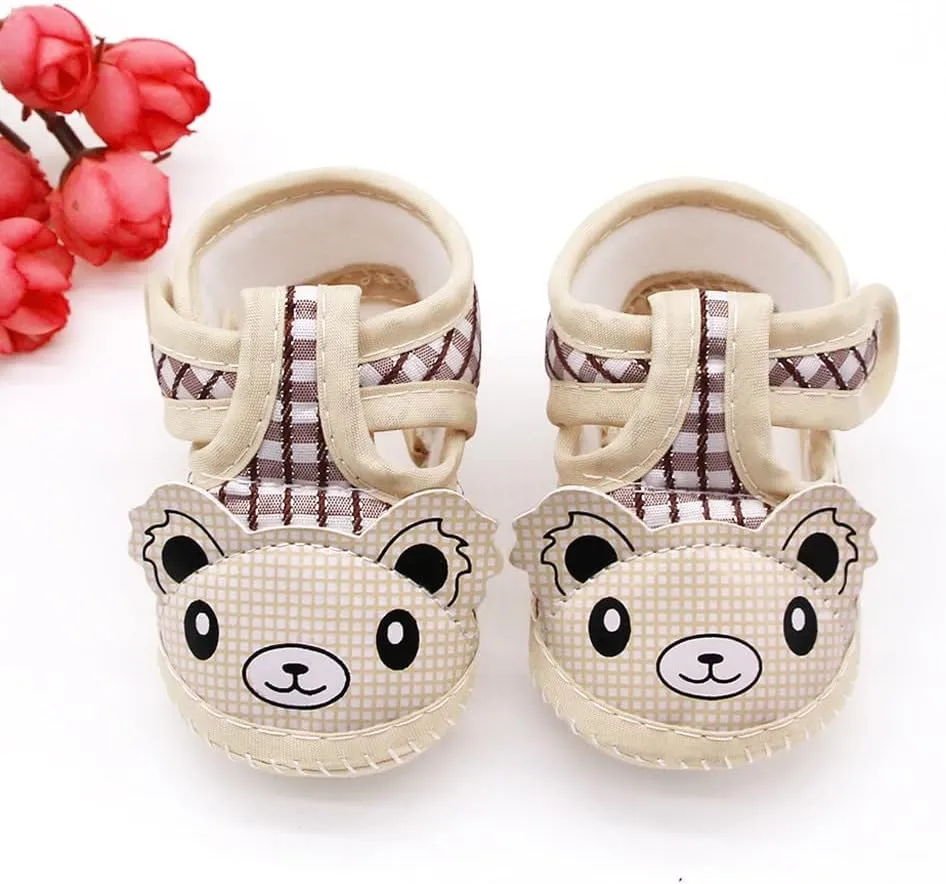Baby Boys Girls Cartoon Bear Walking Sandals Buckle Anti-Slip Soft Sole Breathable Prewalker Flat Crib Shoes