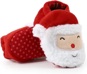 Baby Boys Girls Christmas Snow Boots Santa laus Non Slip Soft Sole Shoes First Walking Winter Warm Crib Shoes