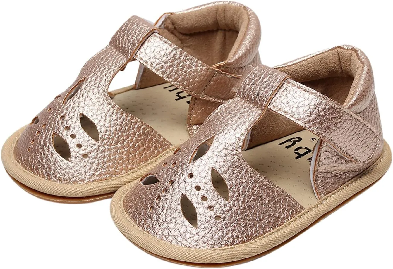 Baby Boys Girls Sandals PU Leather Soft Anti-Slip Rubber Sole Infant Summer Outdoor Shoes Toddler First