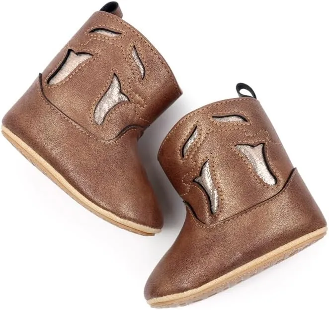 Baby Cowboy Cowgirl Boots Western Boots Toddler Cowboy Bootie Soft Sole Non-Slip Crib Shoes for Infant Boys Girls 0-18 Months