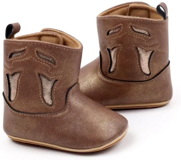 Baby Cowboy Cowgirl Boots Western Boots Toddler Cowboy Bootie Soft Sole Non-Slip Crib Shoes for Infant Boys Girls 0-18 Months