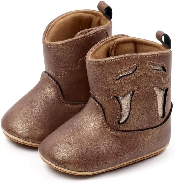 Baby Cowboy Cowgirl Boots Western Boots Toddler Cowboy Bootie Soft Sole Non-Slip Crib Shoes for Infant Boys Girls 0-18 Months