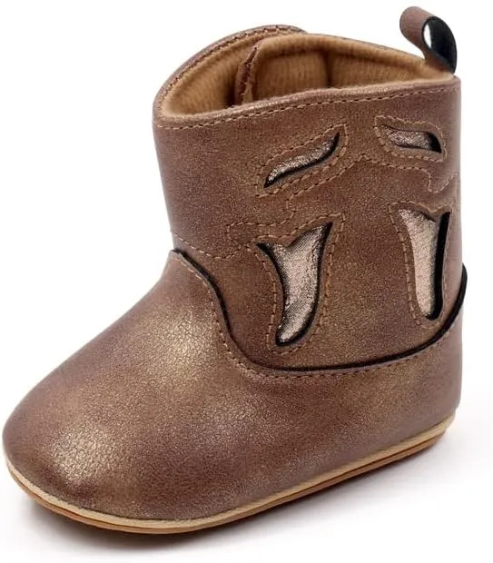 Baby Cowboy Cowgirl Boots Western Boots Toddler Cowboy Bootie Soft Sole Non-Slip Crib Shoes for Infant Boys Girls 0-18 Months
