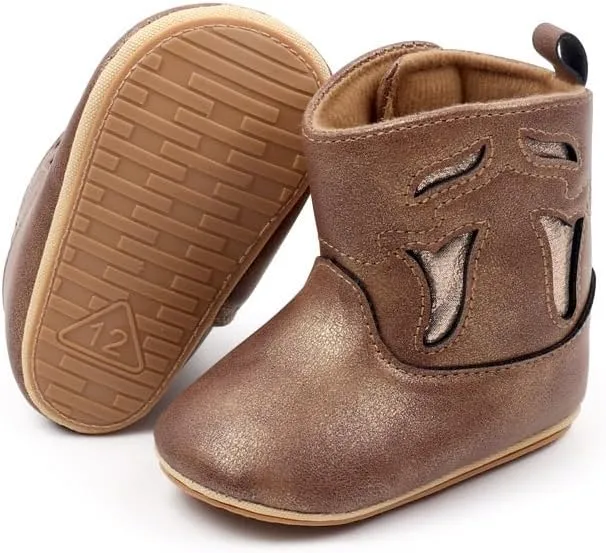 Baby Cowboy Cowgirl Boots Western Boots Toddler Cowboy Bootie Soft Sole Non-Slip Crib Shoes for Infant Boys Girls 0-18 Months