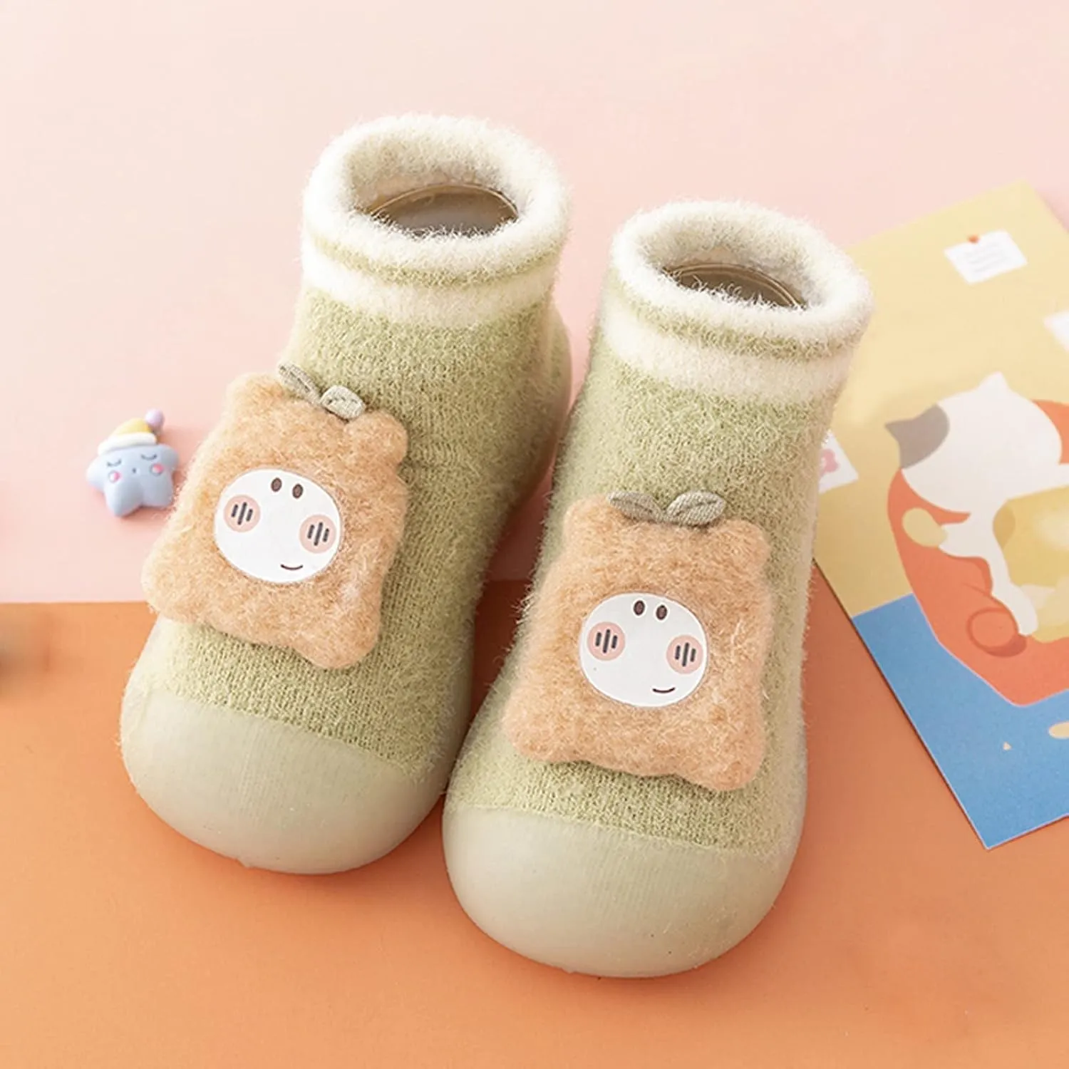 Baby Cozy Fleece Ankle Booties Soft Sole Anti-Slip Infant Prewalker Unisex Nursling Shoes Newborn Walking Shoes