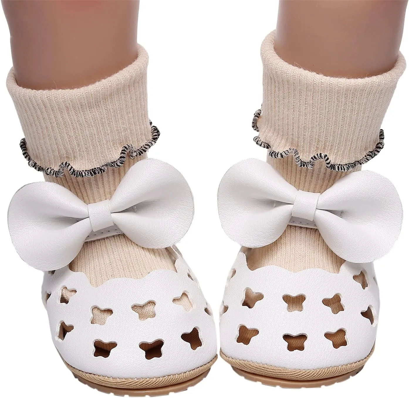 Baby Hollow Sandals Toddler Infant Girls PU Leather Soft Closed Toe Sandals Flower Princess Bowknot Flat Shoes