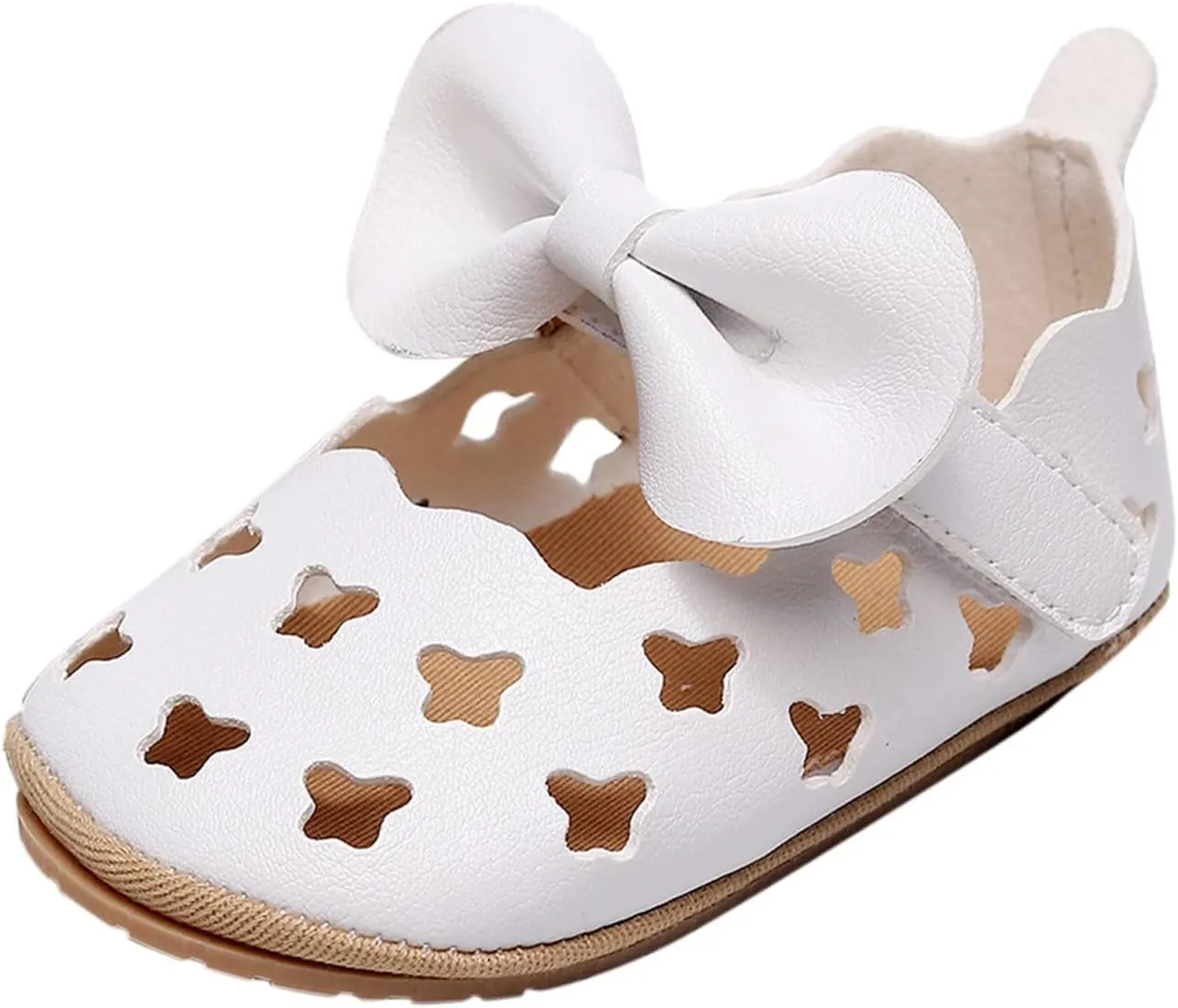 Baby Hollow Sandals Toddler Infant Girls PU Leather Soft Closed Toe Sandals Flower Princess Bowknot Flat Shoes
