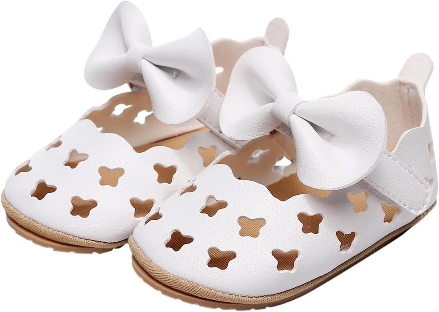 Baby Hollow Sandals Toddler Infant Girls PU Leather Soft Closed Toe Sandals Flower Princess Bowknot Flat Shoes