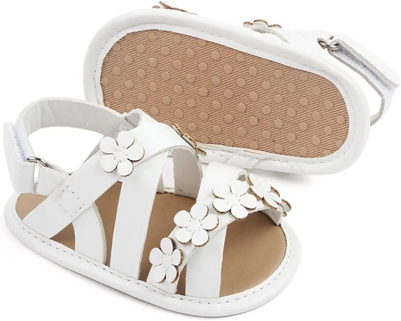Baby Open Toe Sandals Infant Outdoor Shoes Newborn First Walker Flowers Non Slip Pu Leather Soft Princess Sandals