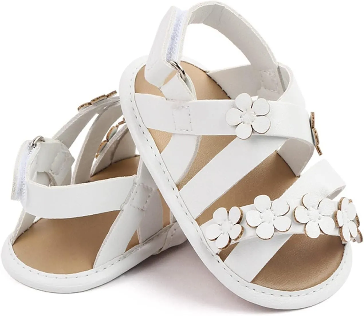 Baby Open Toe Sandals Infant Outdoor Shoes Newborn First Walker Flowers Non Slip Pu Leather Soft Princess Sandals