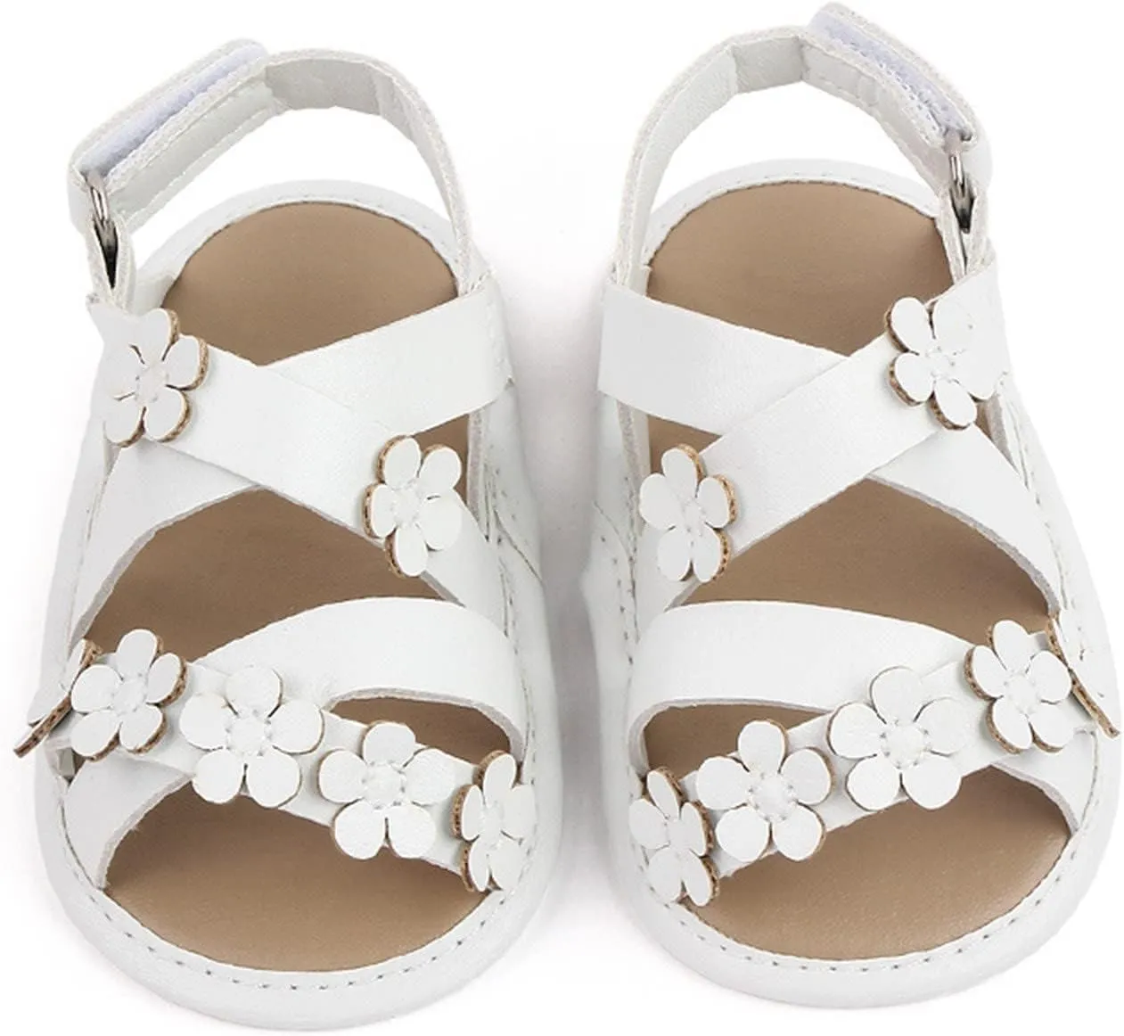 Baby Open Toe Sandals Infant Outdoor Shoes Newborn First Walker Flowers Non Slip Pu Leather Soft Princess Sandals