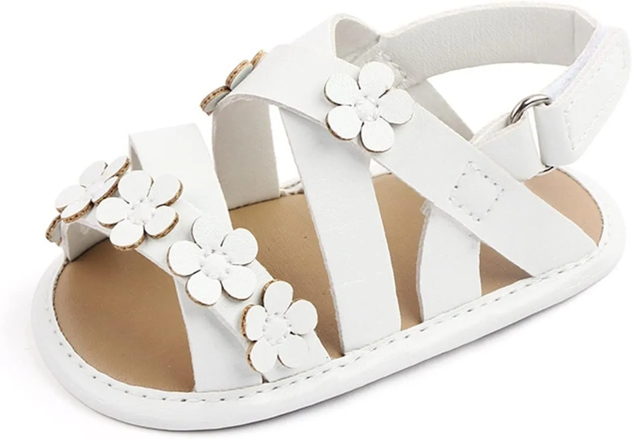 Baby Open Toe Sandals Infant Outdoor Shoes Newborn First Walker Flowers Non Slip Pu Leather Soft Princess Sandals