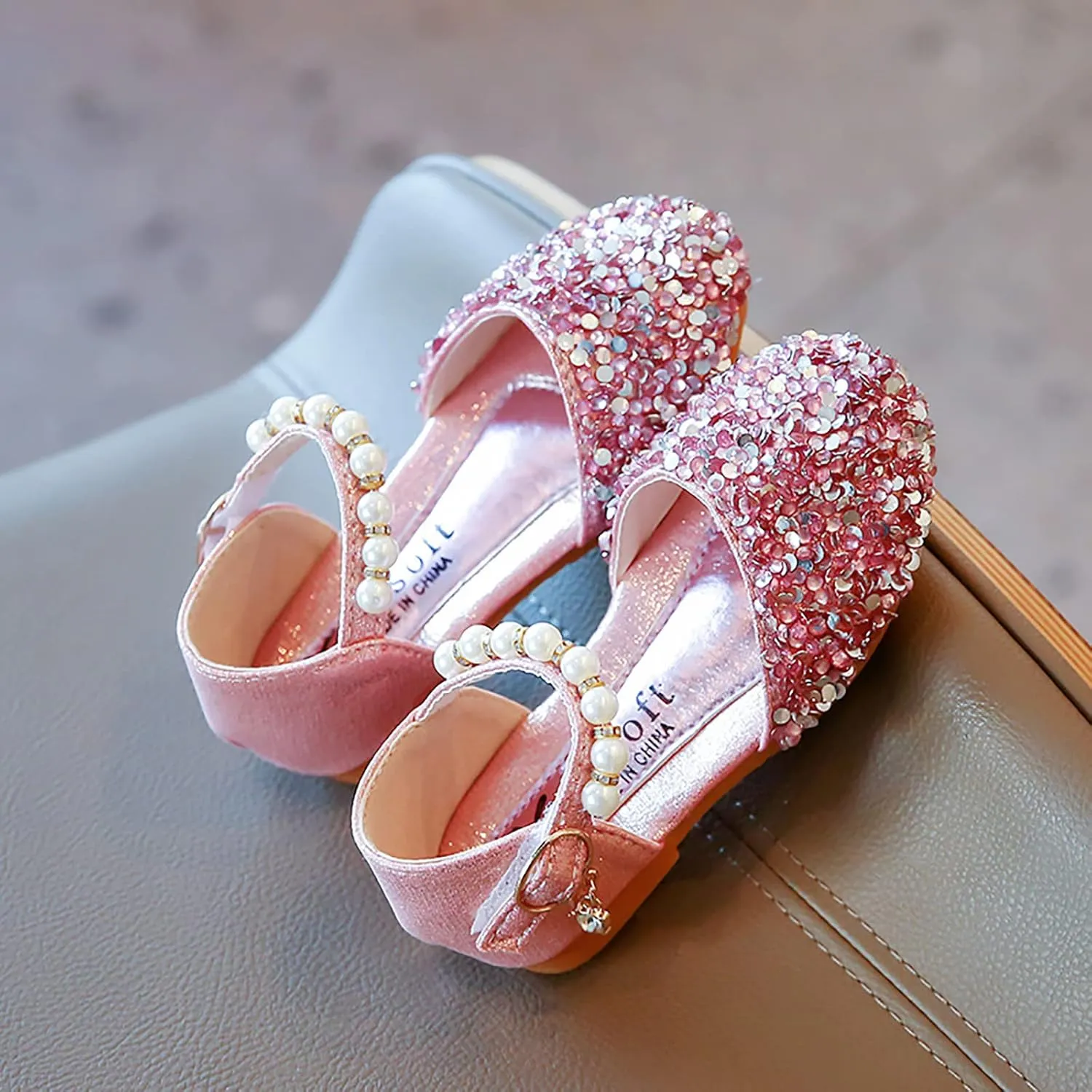 Baby Princess Sandals 2024 Fashion Shoes Bowknot Kids Shoes Single Baby Girls Bling Sandals Crystal Pearl Sandals