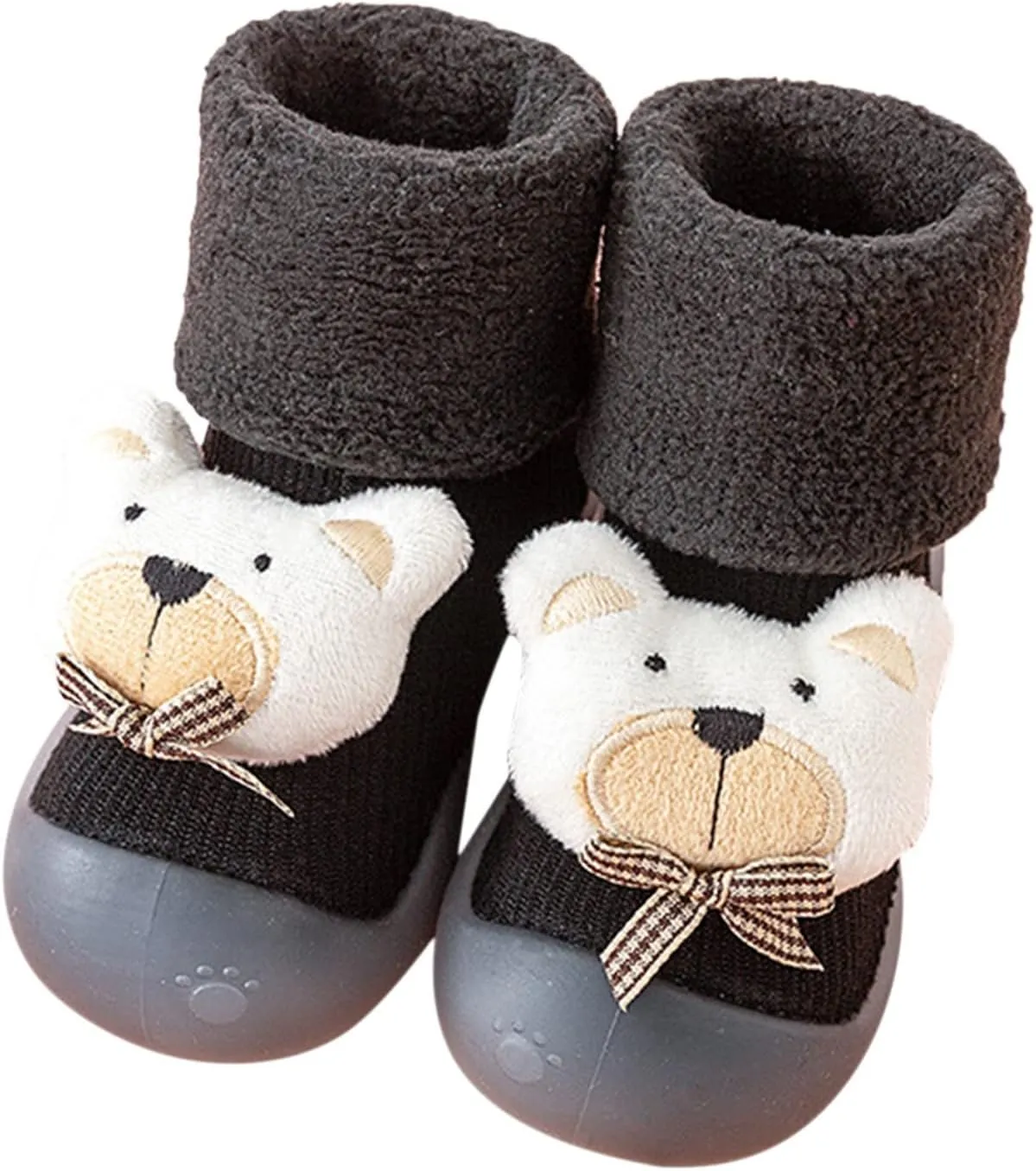Baby Shoes Warm Winter Cartoon Baby Shoes Baby Soft Sole Shoes Babies First Shoes for Walking (Black, 1.5-2 Years)