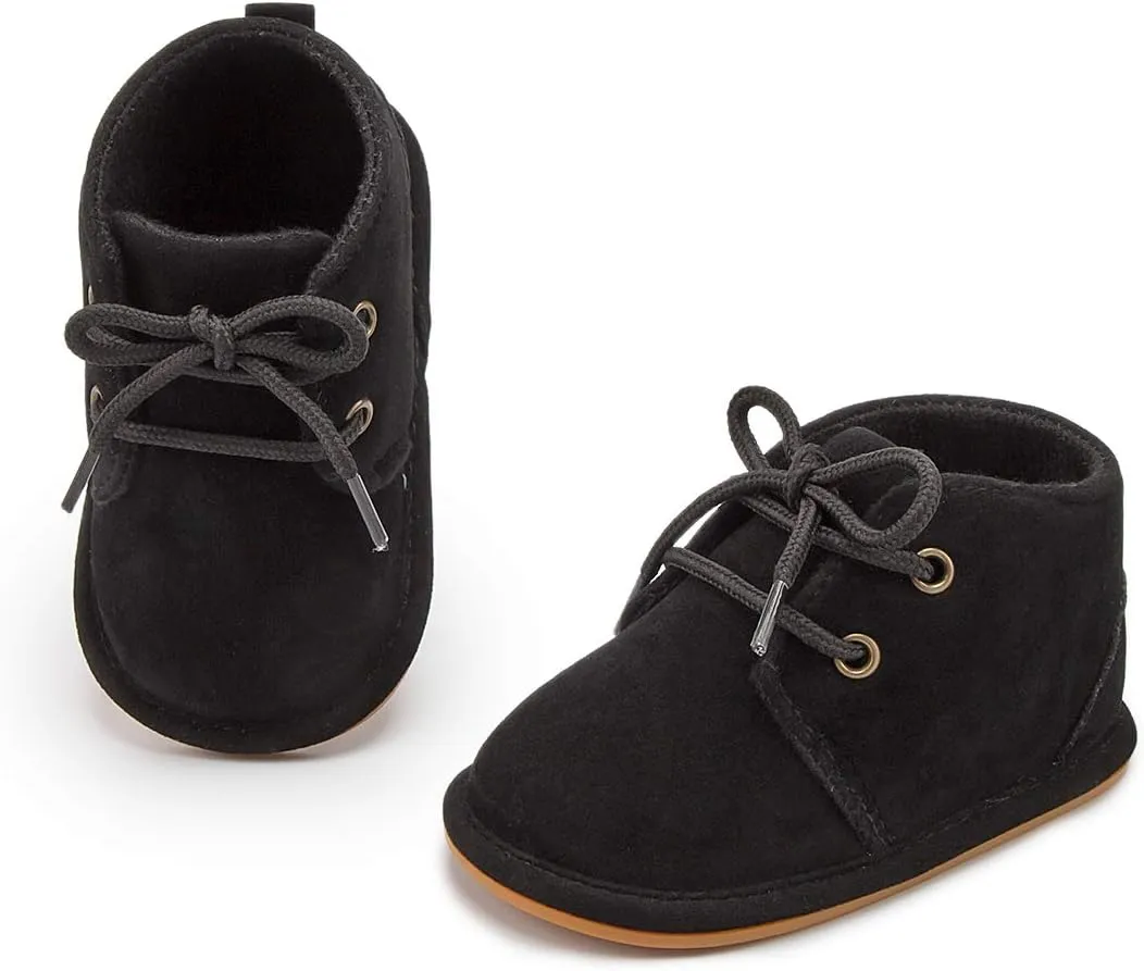 Baby Unisex Warm Snow Boots Newborn Leather Fur Lace Up Ankle Anti-Slip Rubber Texture Sole Toddler Prewalker Winter Crib Shoes