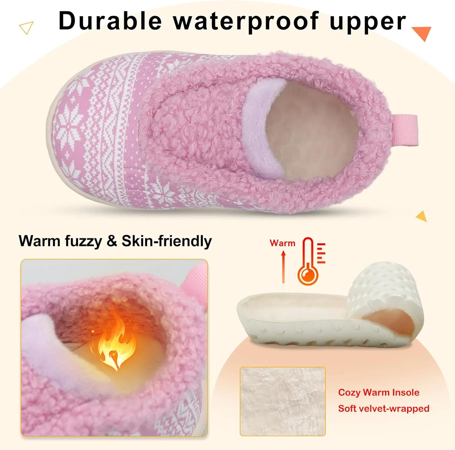 BARERUN Toddler Slippers Boys Girls Warm Skin-friendly House Slippers Soft-Lightweight Around House Shoes for Kids Indoor/Outdoor