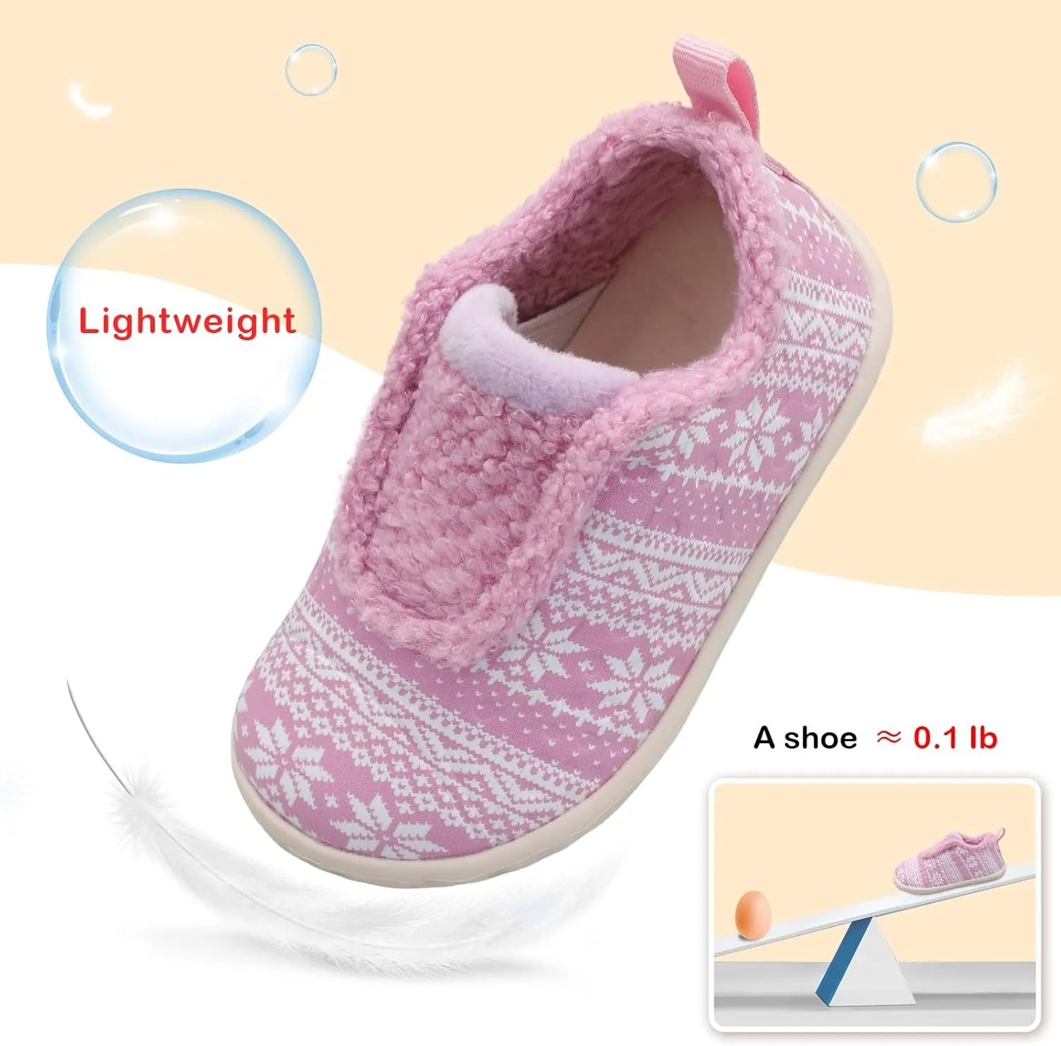 BARERUN Toddler Slippers Boys Girls Warm Skin-friendly House Slippers Soft-Lightweight Around House Shoes for Kids Indoor/Outdoor