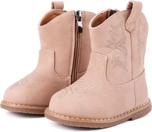 BMCiTYBM Baby Cowboy Cowgirl Boots Infant Western Boots Toddler Boys Girls Round Toe Riding Mid Calf Boots All Seasons for 6 9 12 18 24 Months