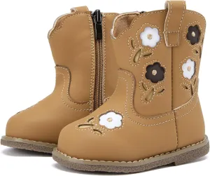 BMCiTYBM Baby Cowboy Cowgirl Boots Infant Western Boots Toddler Boys Girls Round Toe Riding Mid Calf Boots All Seasons for 6 9 12 18 24 Months