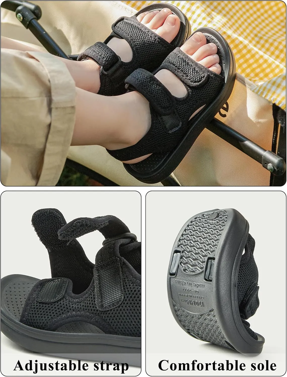 Boys Girls Summer Sandals Double Adjustable Strap Non-Slip Shoes Fashion Open Toe Footwear