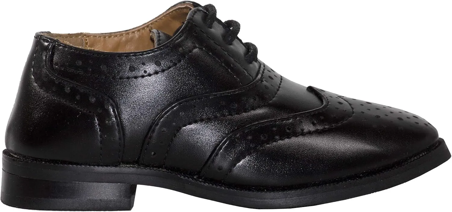 Boys Oxford Pattern Lace Up Formal Dress Shoes for Kids