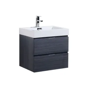 BSL24" Grey Oak, Wall Mount Bathroom Vanity