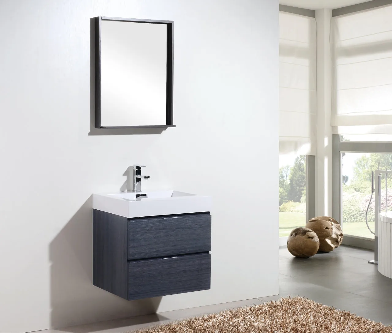 BSL24" Grey Oak, Wall Mount Bathroom Vanity