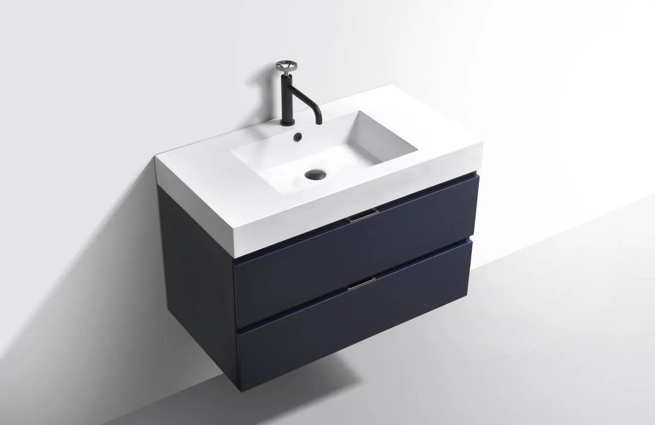 BSL36" Dark Blue , Wall Mount Bathroom Vanity